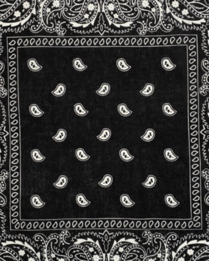 Black Bandana Pure Cotton Paisley Print Square