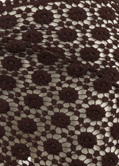 Chocolate Floral Crochet Wrap Sarong/Scarf