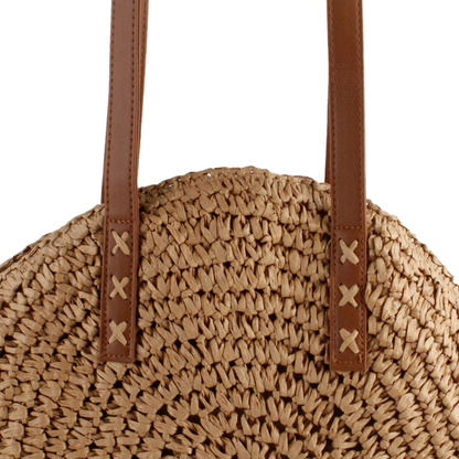 Beige Large Circle Straw Bag