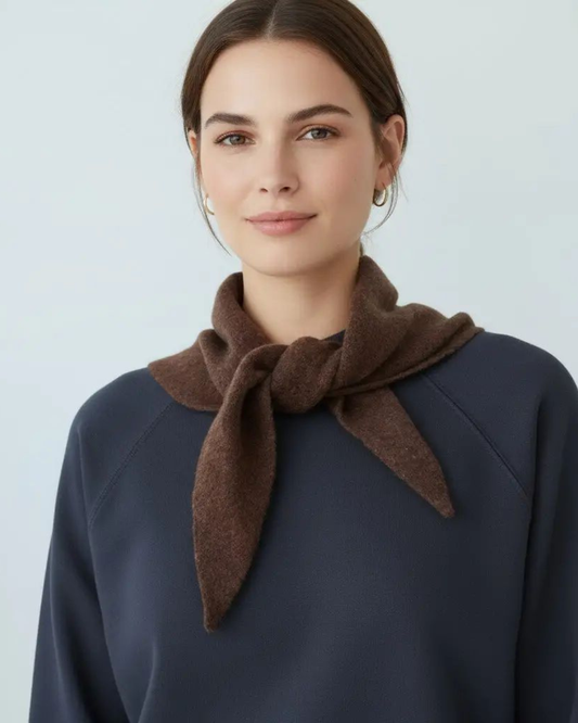Chocolate Wool Blend Triangle Neck Scarf