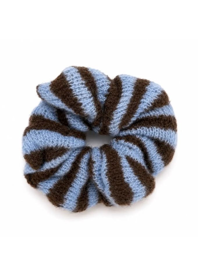 Red/Pink Chunky Stripe Knitted Scrunchie