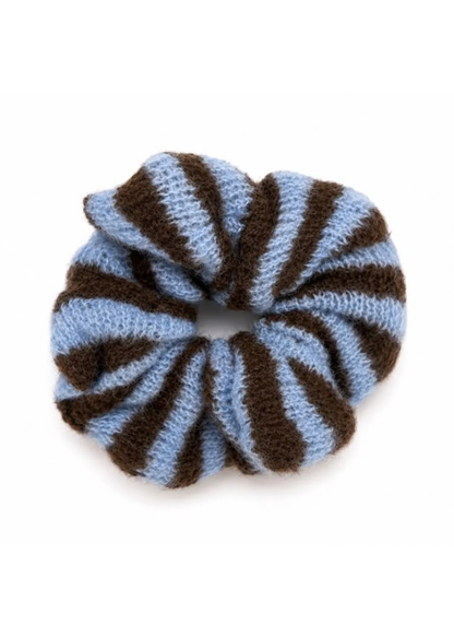 Red/Pink Chunky Stripe Knitted Scrunchie