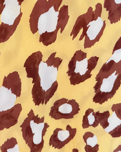 Beige Leopard Satin Slip Skirt