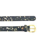 Black/Gold Splash Pony Skin Leather Belt