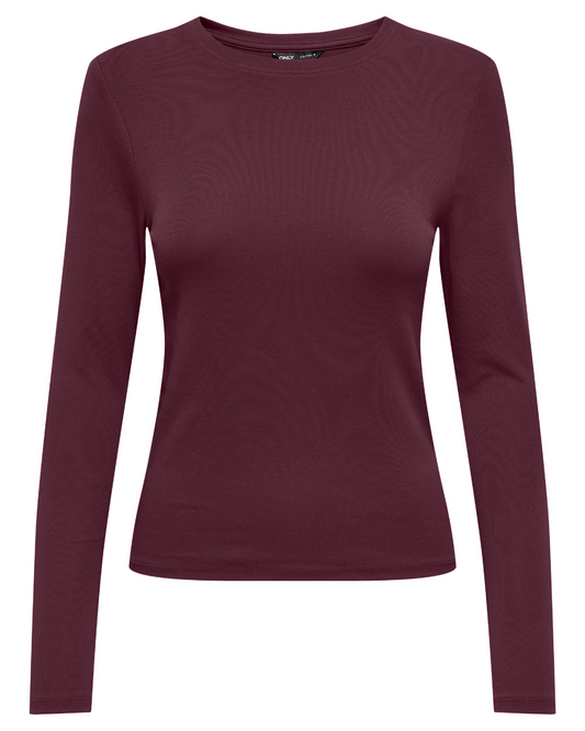 Wine Riley Basic Long Sleeve T Shirt