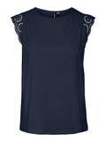 Emily Black Broderie Anglaise Cap Sleeve Top