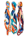 Turquoise Retro Floral Silk Touch Square Scarf