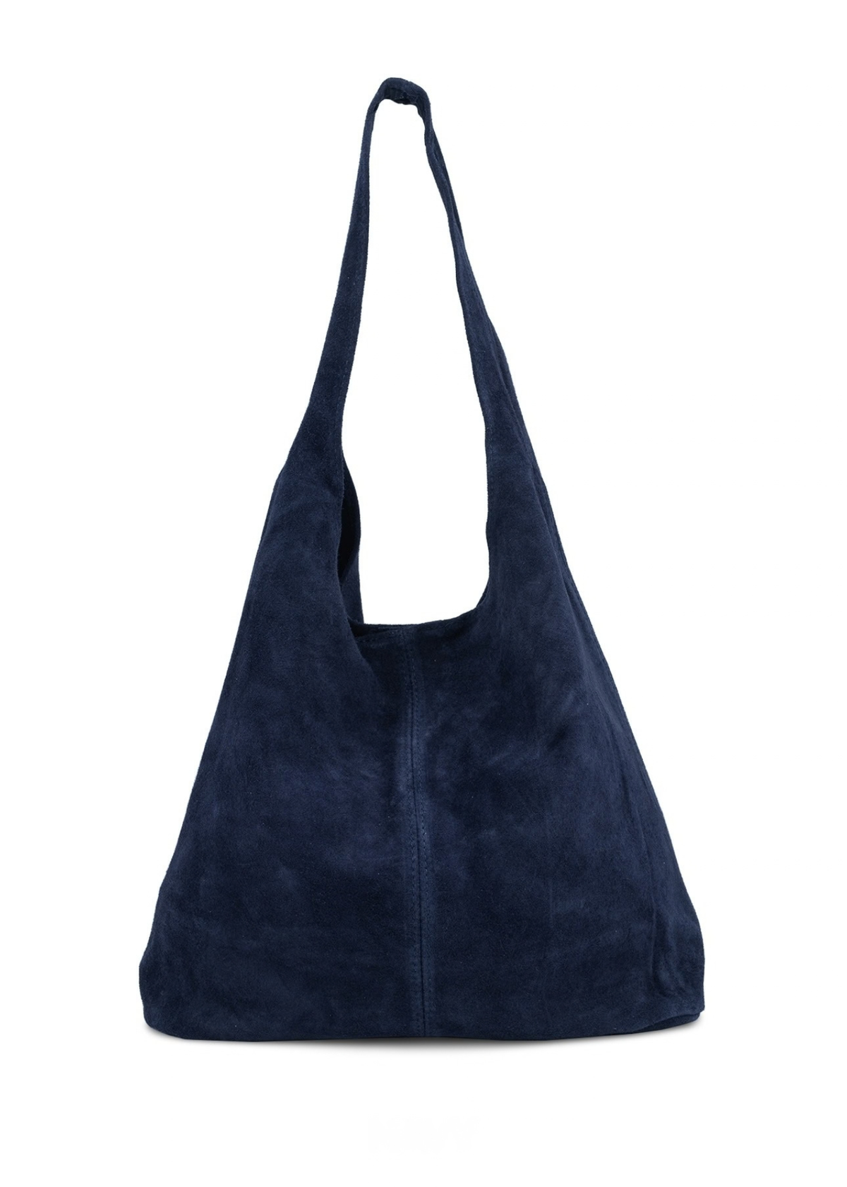 Navy Suede Leather Slouchy Hobo Bag