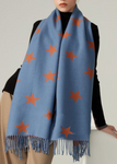 Pink & Grey Star Print Scarf