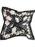 Black Rose Pattern Silk Touch Square Scarf