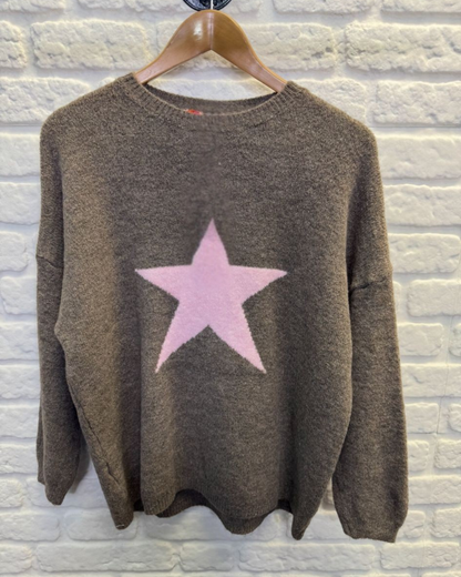 Denim Blue/Pink Star Jumper
