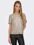 Lana Black/Gold Sequin Puff Sleeve Top