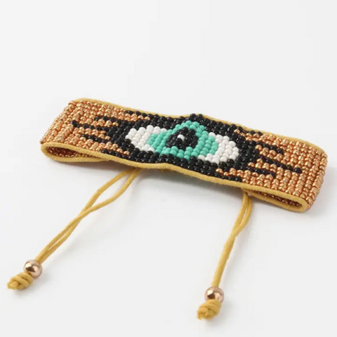 Gold Evil Eye Beaded Bracelet