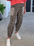 Khaki Leopard Pocket Slim Barrel Cargo Joggers