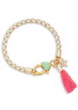 Turquoise/Gold Plaited Bracelet (2 Tassel Colours)