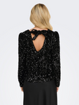 Black Sequin Bow Back Top