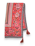 Cream/Pink Summer Flower Tassel Square Scarf
