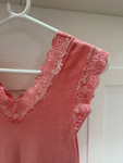 Neon Pink Lace V Neck Vest Top