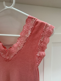 Neon Pink Lace V Neck Vest Top