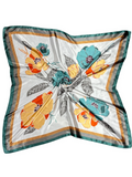 Sage Green Floral Pattern Silk Touch Square Scarf