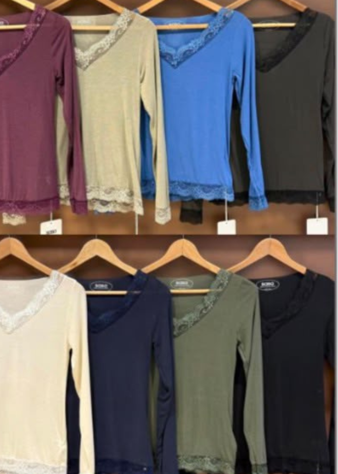 Plum Cashmere Mix Lace Trim Layering Top