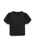 Merle Black Puff Embossed Flower Blouse