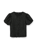 Merle Black Puff Embossed Flower Blouse