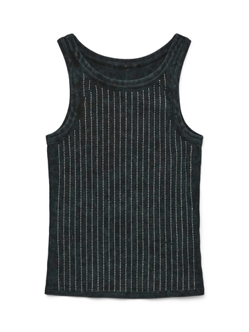 Asphalt Grey Rhinestone Vest Top