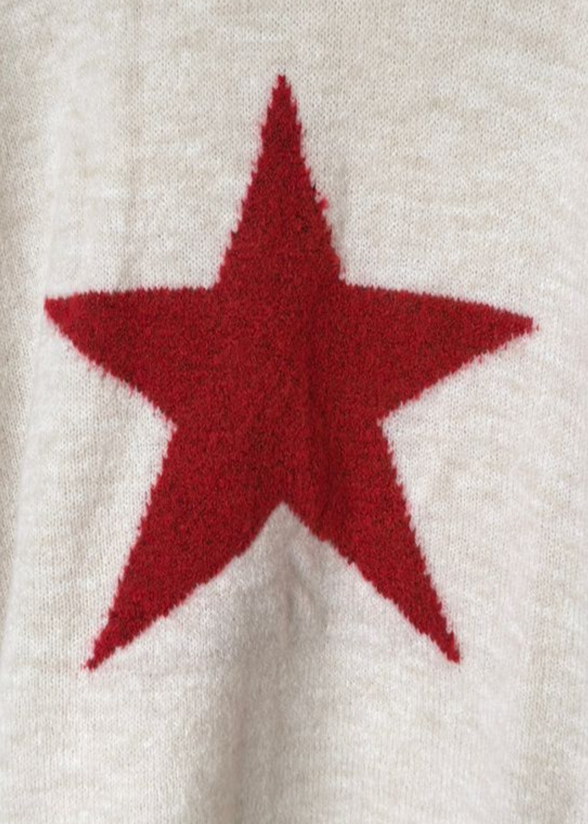 Oatmeal/Red Star Crew Neck Jumper
