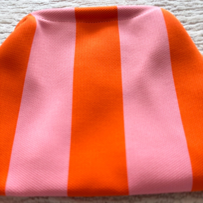 Orange/Pink Woven Stripe Soft Pouch Clutch Bag