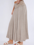 Mocha Washed Linen Panel Skirt
