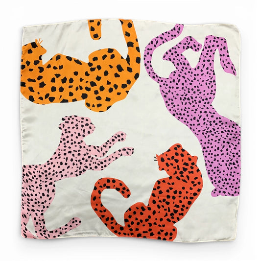 Pink Cheetah Square Silk Touch Scarf 70cm