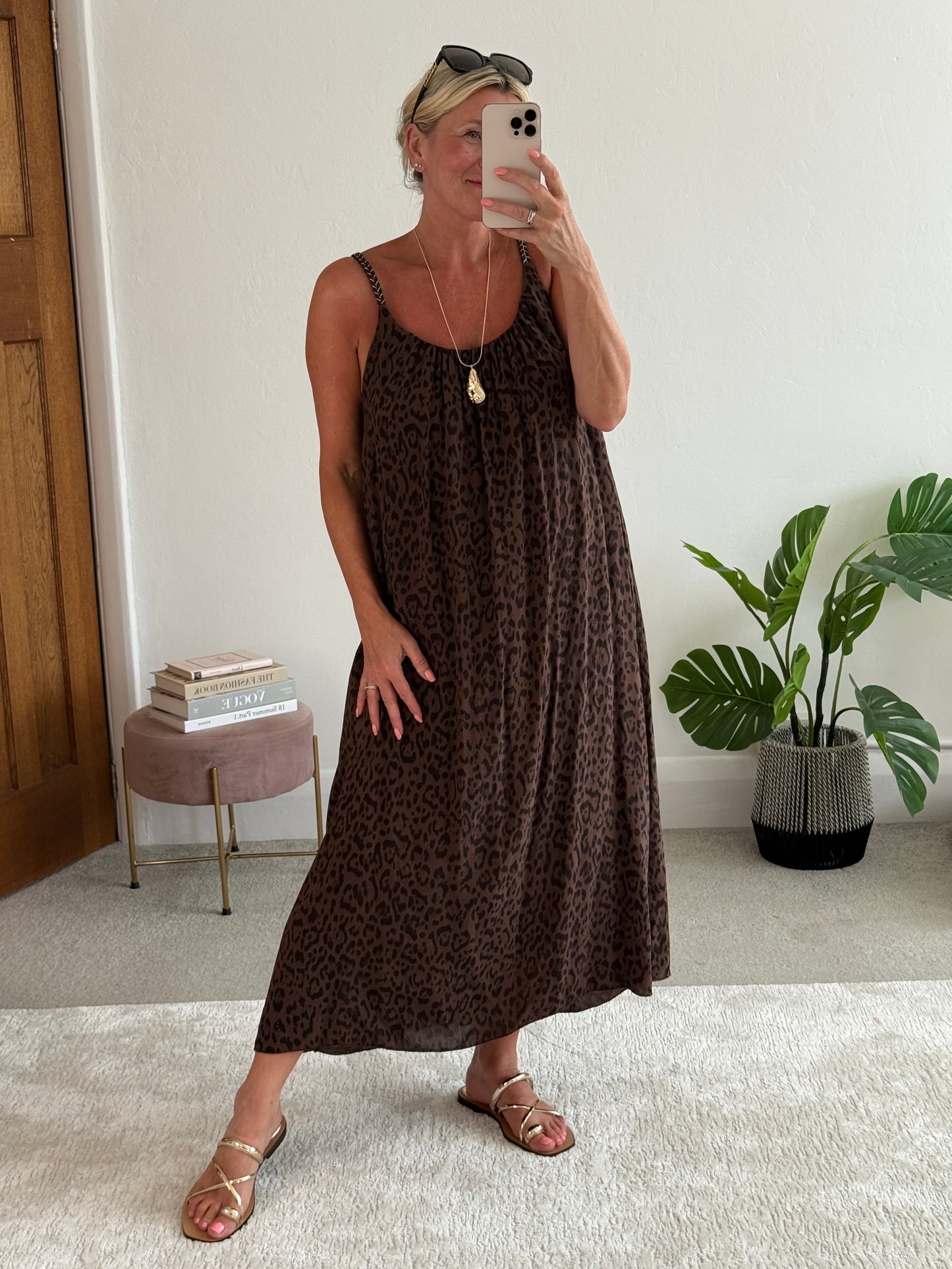 Chocolate Plaited Strap Leopard Maxi Dress 🐆