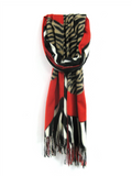 Red/Black Cashmere Blend Zebra Print Scarf