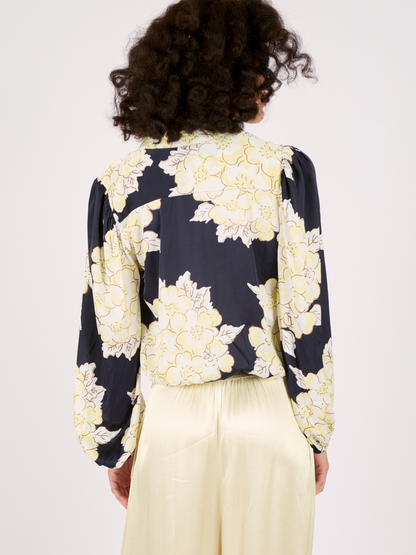 Navy & Cream Silk Mix Floral Shirt