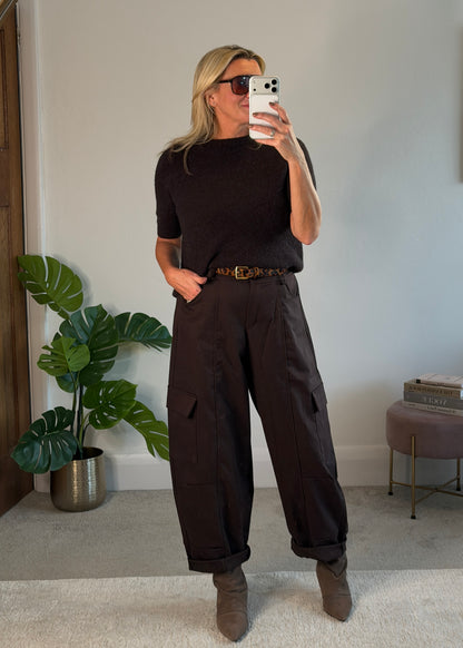 Chocolate Barrel Leg Cargo Trousers