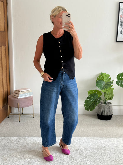 Black Tailored Knit Waistcoat