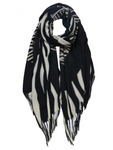 Red/Black Cashmere Blend Zebra Print Scarf