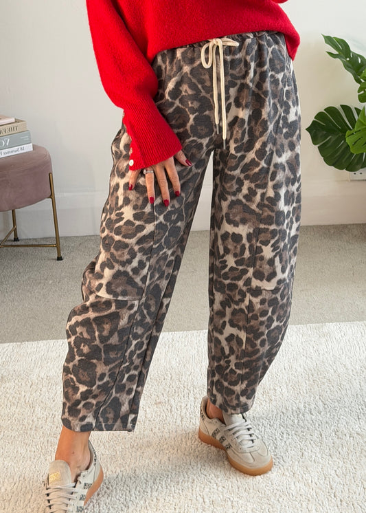 Large Leopard Print Barrel Joggers