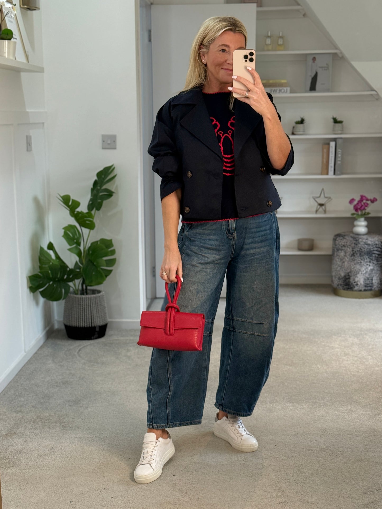 Navy/Red Lobster Motif Tank Top