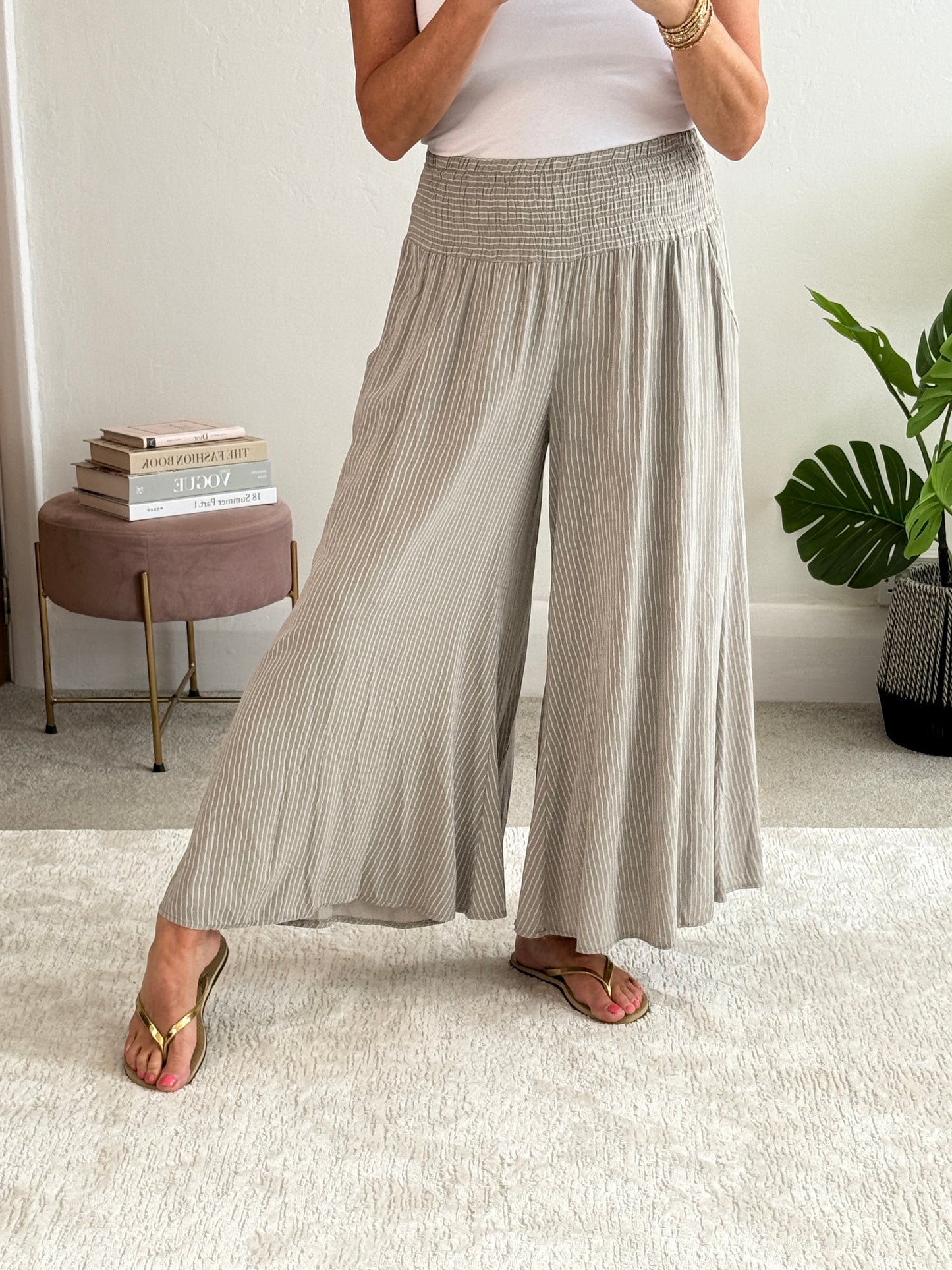 Mocha Stripe Palazzo Culottes