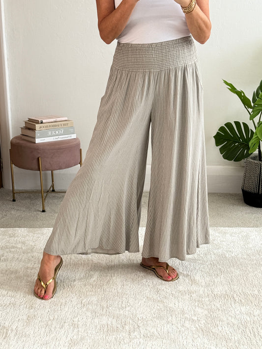 Mocha Stripe Palazzo Culottes