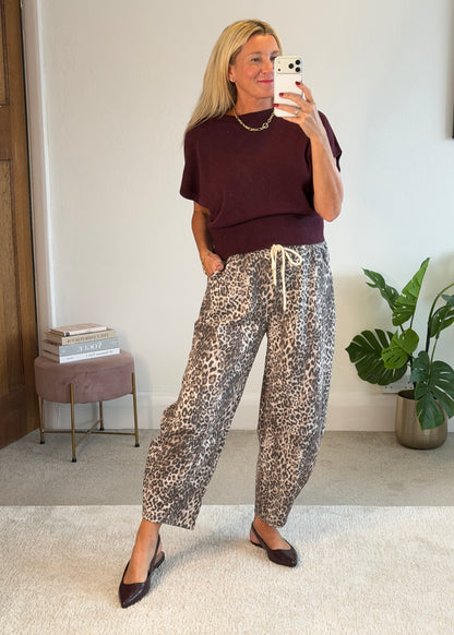 Small Leopard Print Barrel Joggers