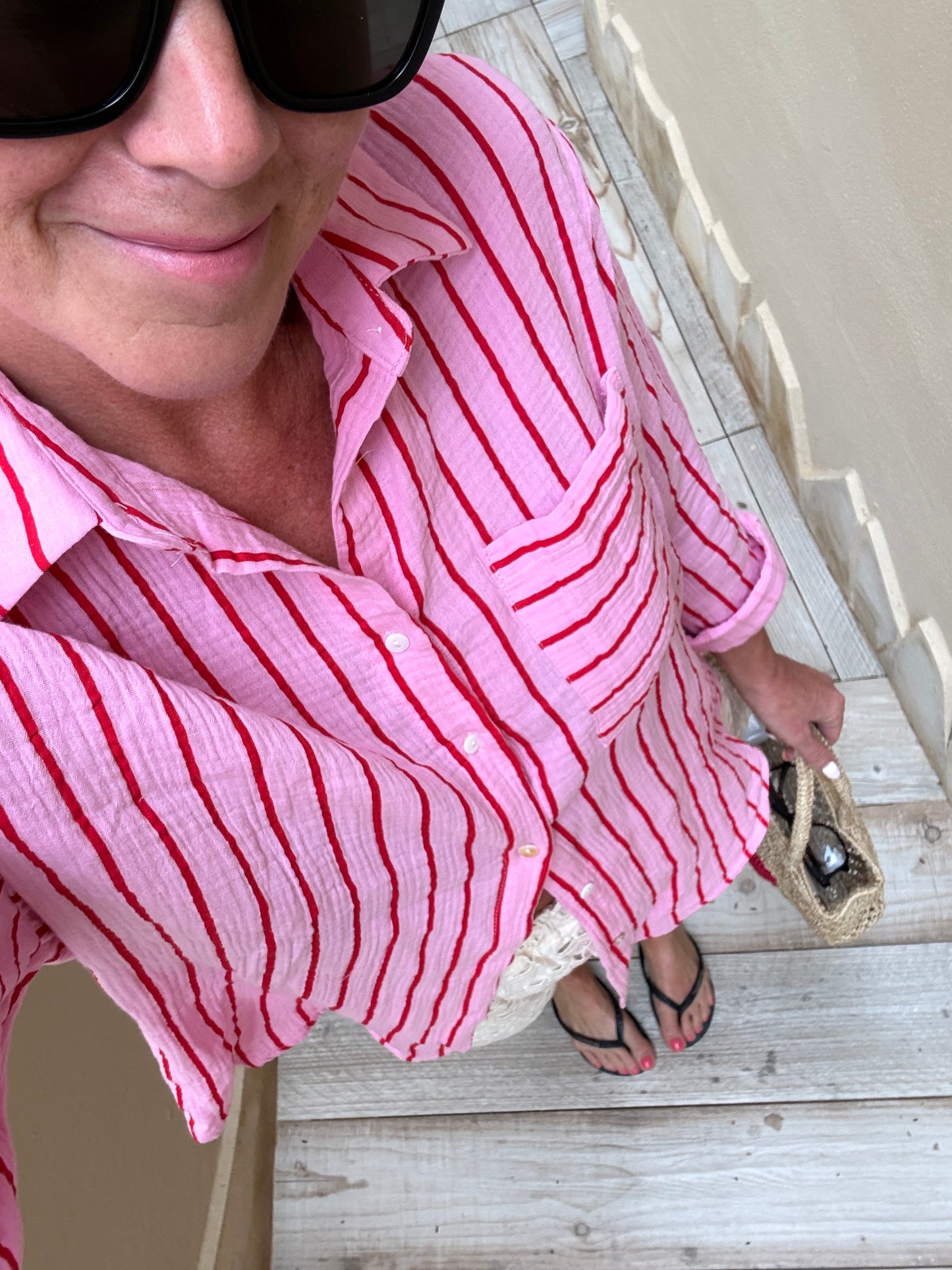 Pink/Red Stripe Cotton Shirt