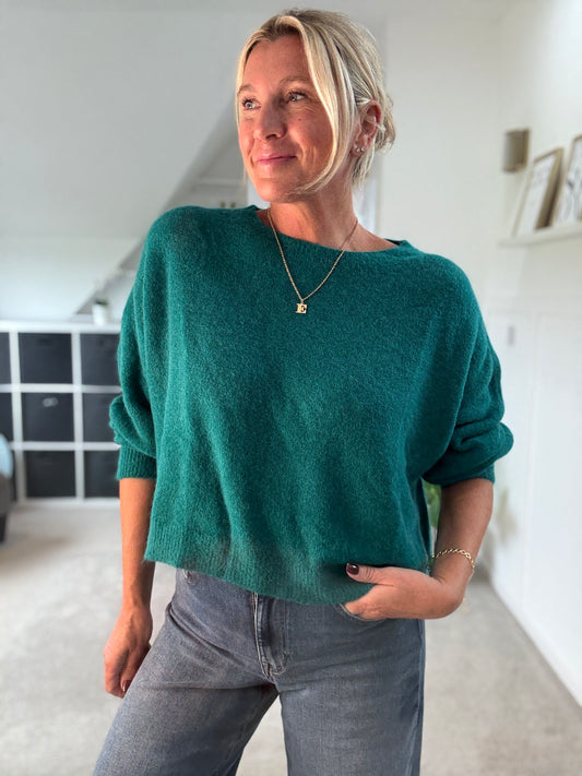 Teal Alpaca Mix Fluffy Jumper