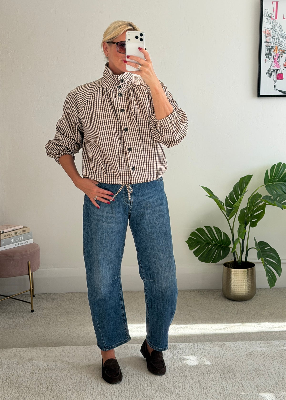 Chocolate Check Funnel Neck Jacket