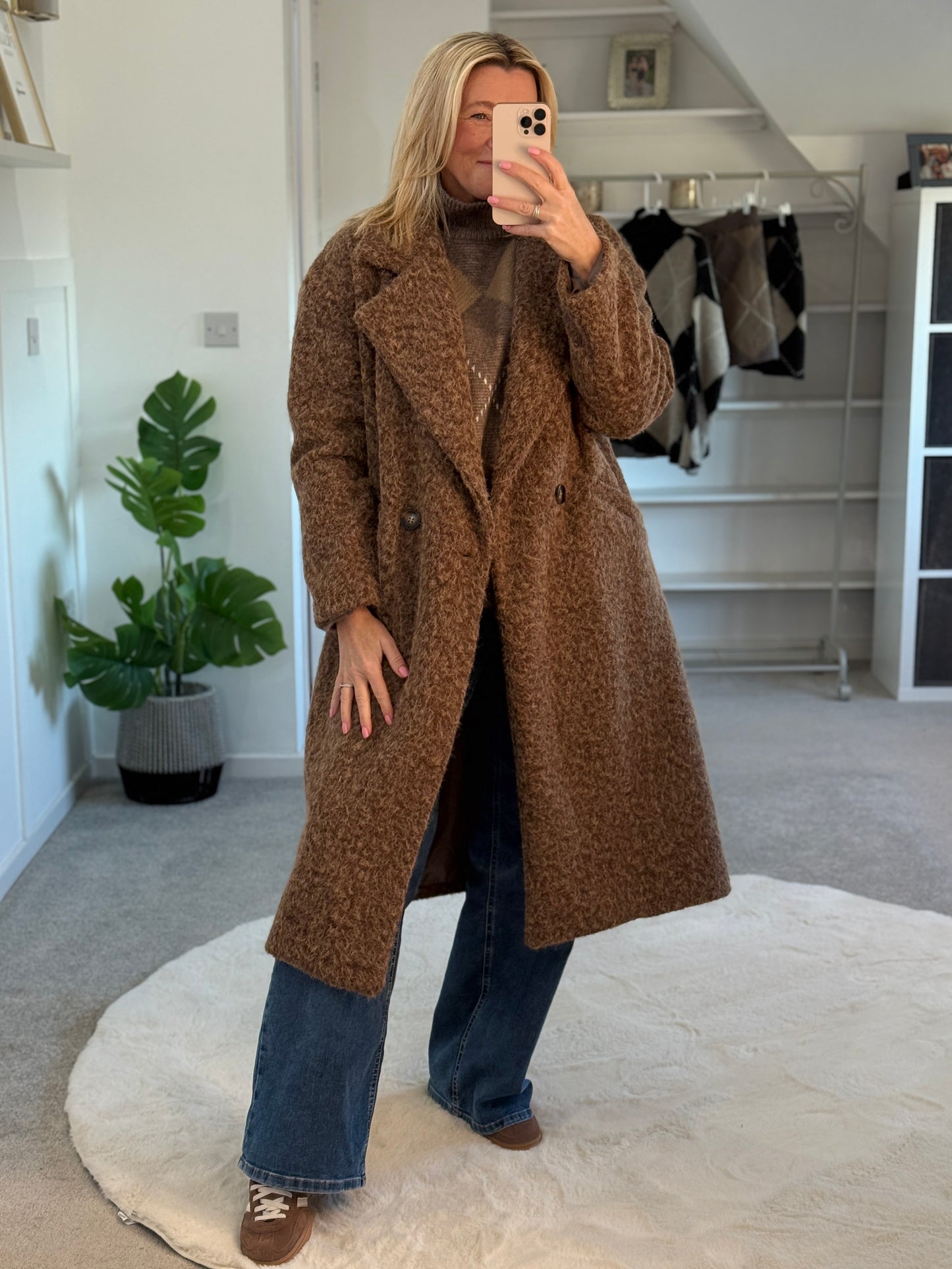 Cappuccino Double Breasted Cosy Coat