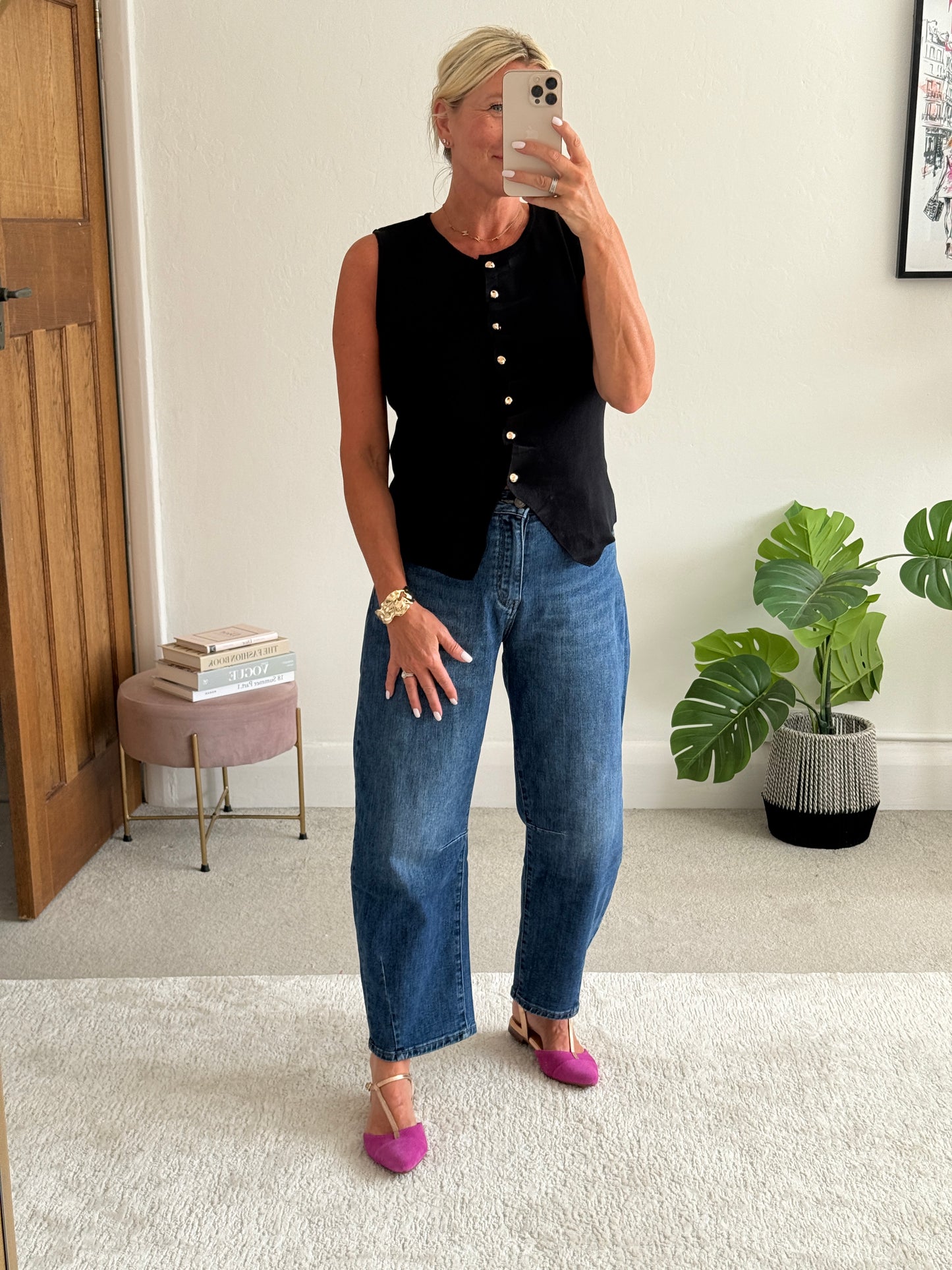 Livia Dark Blue Cropped Barrel Jeans