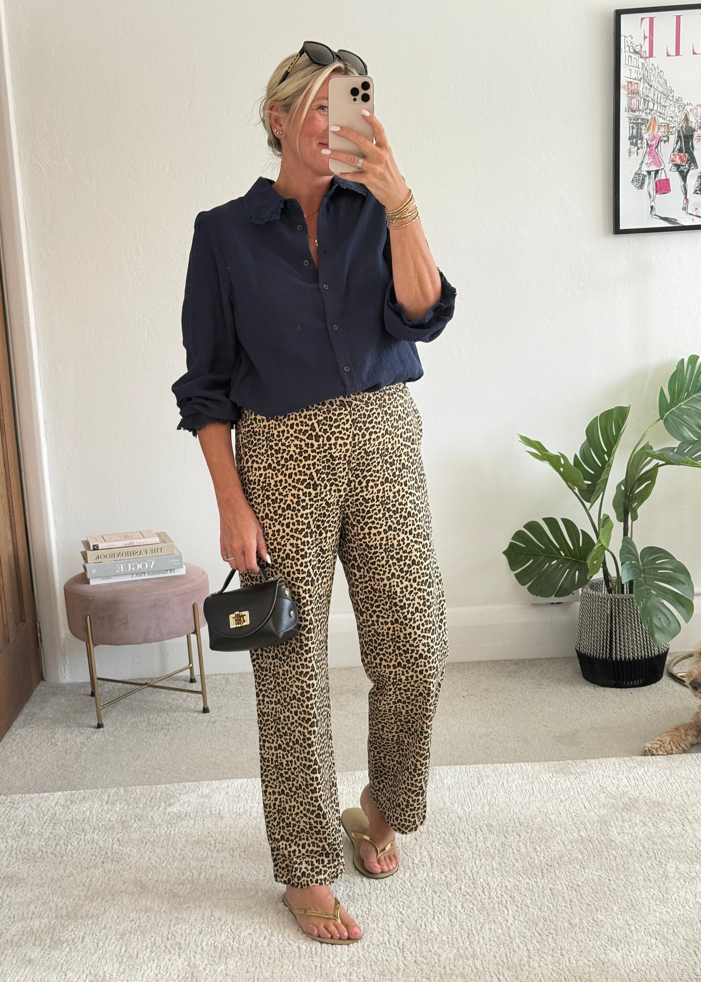 Leopard Print Straight Leg Trousers