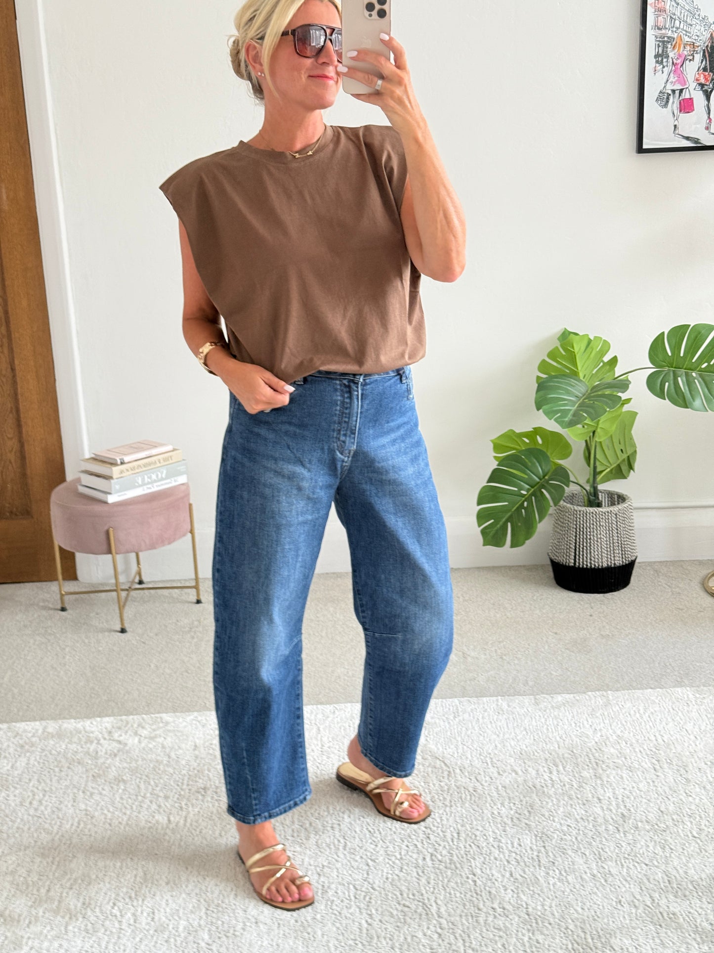 Chocolate Structured Shoulder T-Shirt